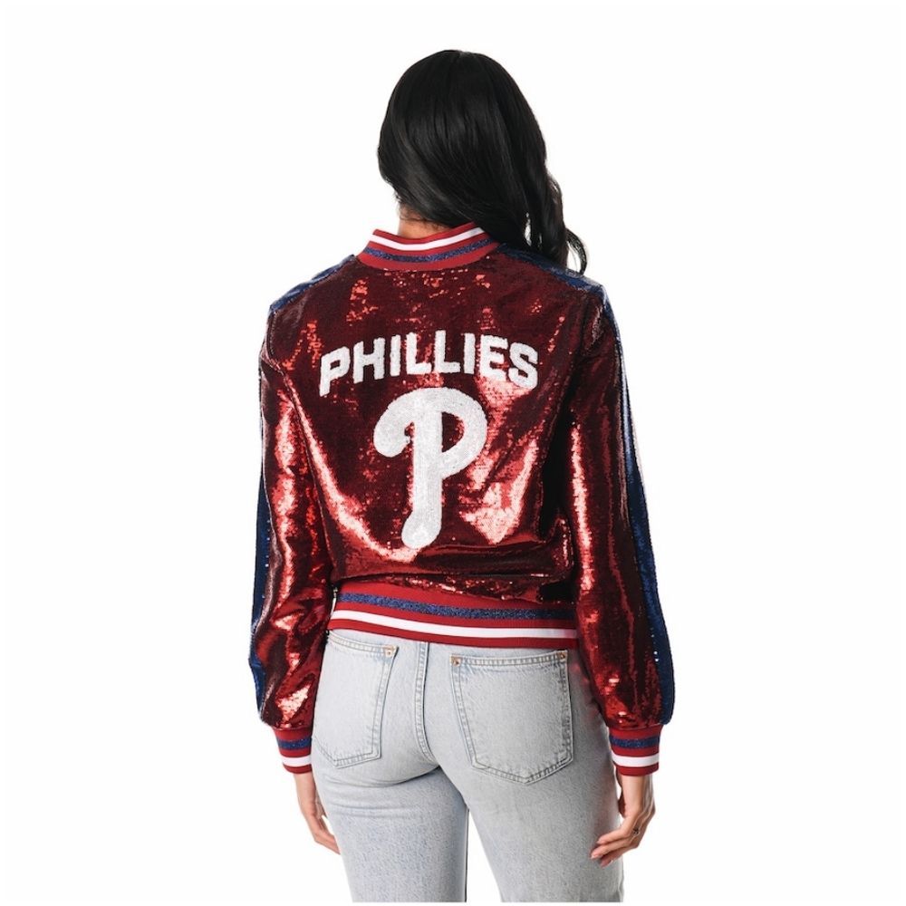 Anthropologie x Philadelphia Phillies New Sequin Bomber Jacket Large L - Picture 5 of 9